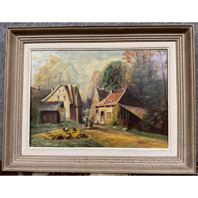 P. Guivalot, Lively Rural Landscape, 1956, Oil on Canvas, Framed For Sale - Image 10 of 10