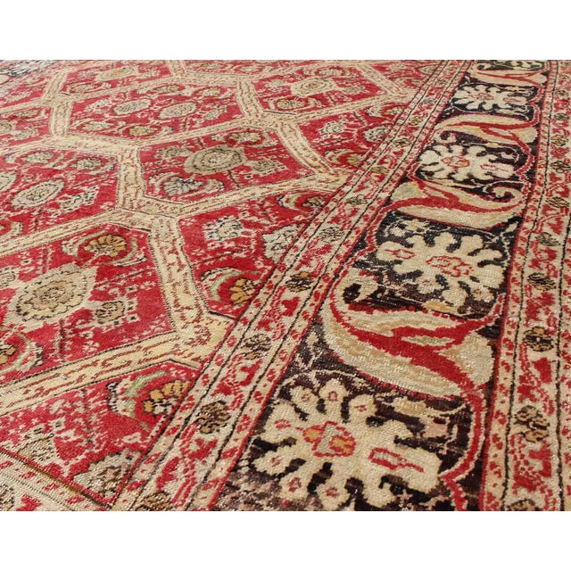 Textile Antique Turkish Oushak Rug With Paisley Border and Over All Tribal Design For Sale - Image 7 of 8
