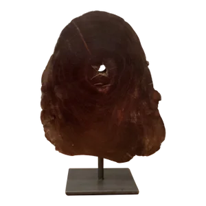 Mid 20th Century Carved Wood Tree Sculpture on Metal Base Artist Signed