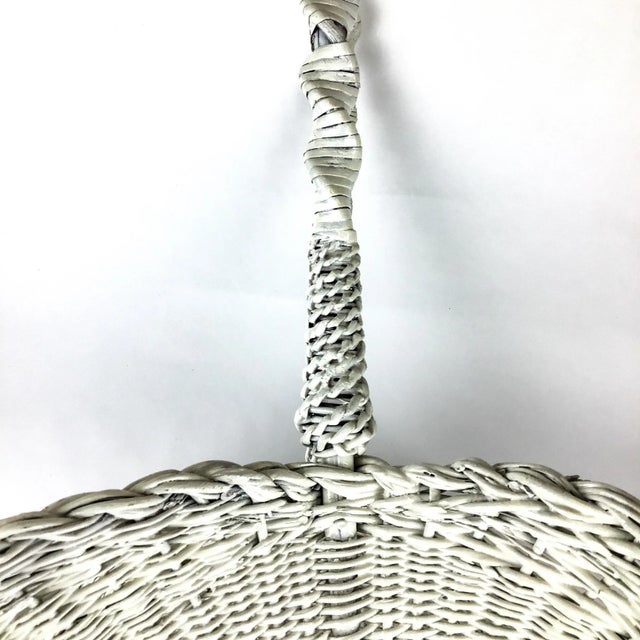 Antique White Wicker Victorian Hand Woven Artisan Butterfly Basket For Sale - Image 10 of 13