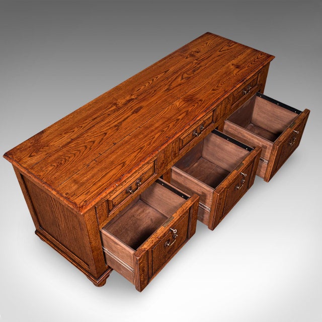 Brown Large Vintage Country House Dresser Base, English, Oak, Georgian Revival, c.1980 For Sale - Image 8 of 12