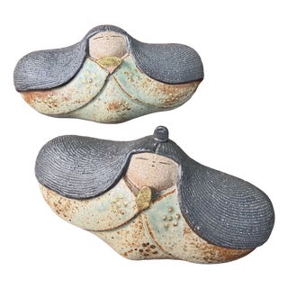 Vintage Japanese Hina Figures in Ceramic, Japan, 1970s, Set of 2 For Sale