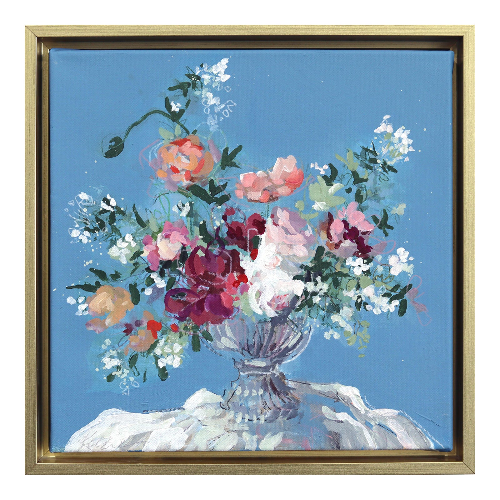 Local Blooms - Framed Abstract Colorful Still Life Mixed Media Art on ...