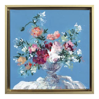 Local Blooms - Framed Abstract Colorful Still Life Mixed Media Art on Canvas Original Artwork by Kellie Newsome For Sale