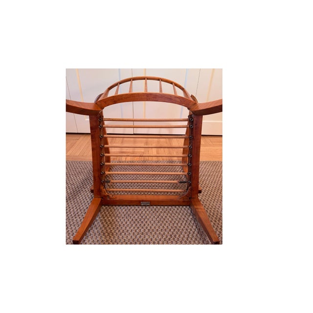 Ivory Vintage Knoll Antimott Solid Wood Lounge Chair in Ivory Boucle' For Sale - Image 8 of 9