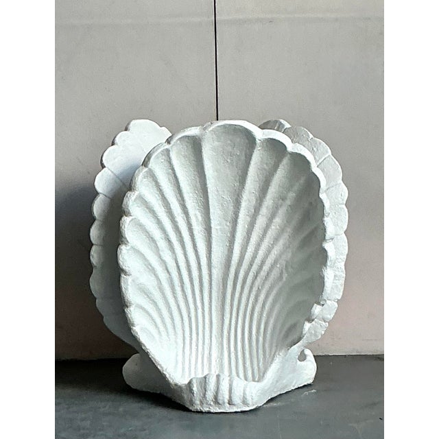 Late 20th Century Vintage Coastal Cast Concrete Clam Shell Dining Table Pedestal For Sale - Image 5 of 6