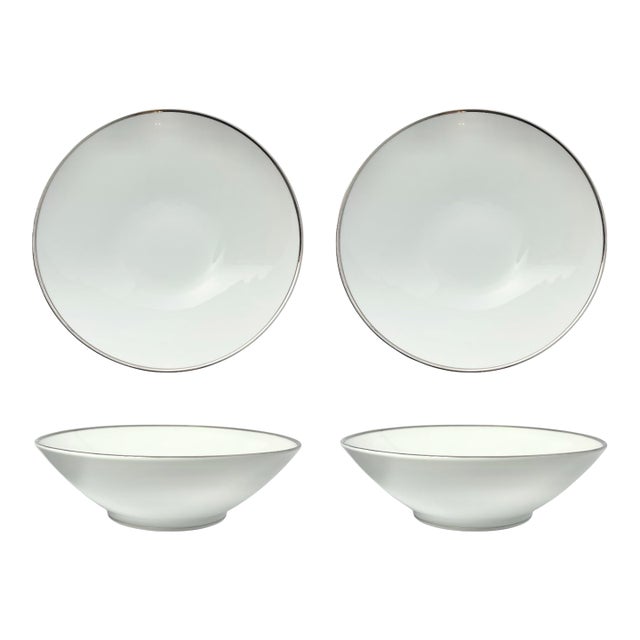 1950s Noritake “Silverdale” Pair of Round Bone China Serving Bowl For Sale
