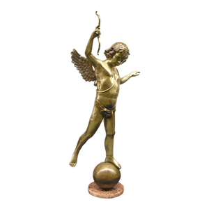 Bronze Balancing Putti Sculpture in the Style of Auguste Moreau on Marble Base