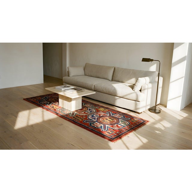 1890s Red Geometric Tribal Antique Caucasian Kazak Rug 3' X 6' Handknotted Wool Carpet For Sale - Image 14 of 15