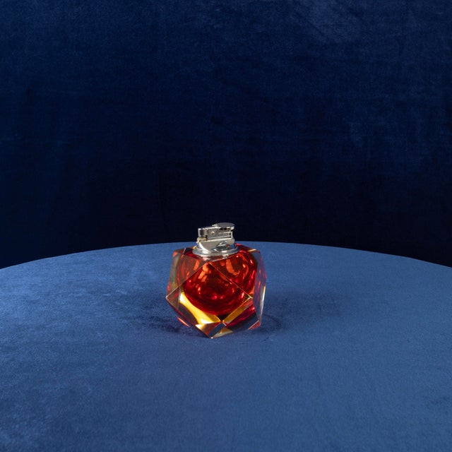 Faceted Murano Sommerso Glass Table Lighter by Alessandro Mandruzzato, 1970 For Sale - Image 18 of 18