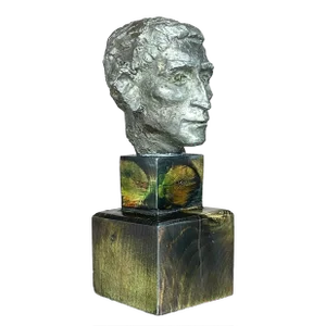 Vintage Patinated Metal Bust of Man
