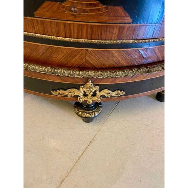 Antique Louis XVI French Marquetry Corner Cabinet with Marble Top, 1860s For Sale - Image 3 of 11