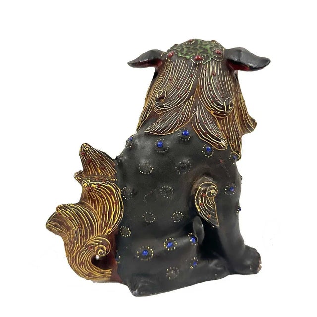 Vintage Japanese Satsuma Colorful Foo Dog Statue For Sale - Image 4 of 8