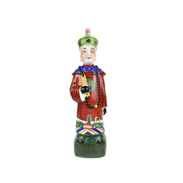 Mid 20th Century Chinese Porcelain Qing Dynasty Emperor King Sculpture For Sale - Image 10 of 10