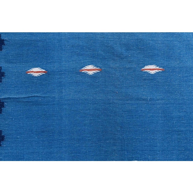 1950s Doris Leslie Blau Mid-Century Indian Dhurrie Light Blue Flatweave Cotton Rug For Sale - Image 5 of 8