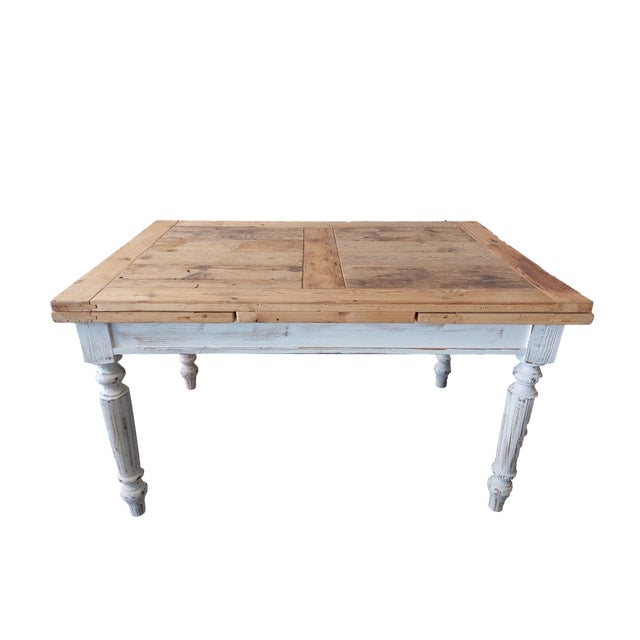 Country-style solid wood table Country-style table, made entirely of solid wood. Pasta maker table with rolling pin and...