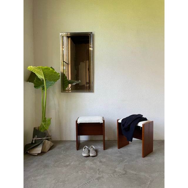 Old metal and brass-plated metal mirror by belgochrome, (belgium), from the 70s. very beautiful, high quality set, very...