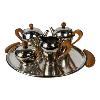 Vintage Silver-Plated Coffee Set from Alessi, 1970s, Set of 5 For Sale