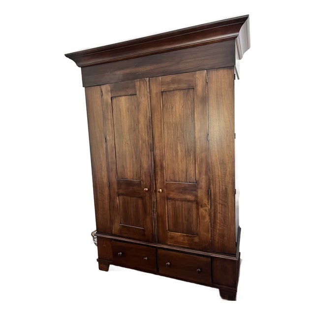Beautiful Solid Walnut Entertainment Armoire by Room & Board, Handcrafted by RomWeber Furniture in Batesville, Indiana. For Sale