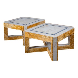 Mid-20th Century Pair of Marble Coffee Tables, Italy For Sale