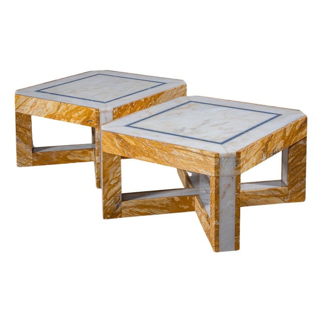 Mid-20th Century Pair of Marble Coffee Tables, Italy For Sale