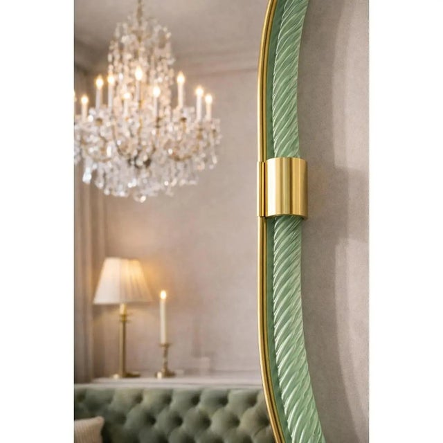 Contemporary Italian Murano Glass Mirror in Weathered Green by Simoeng For Sale - Image 3 of 9