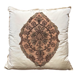 Antique 18th C Needlepoint Textile Now a Designer Silk Pillow For Sale