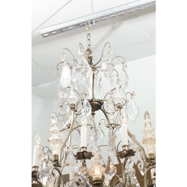 Bronze Exceptional Early 20th C. Louis XV Silvered Bronze & Crystal Chandelier For Sale - Image 8 of 9