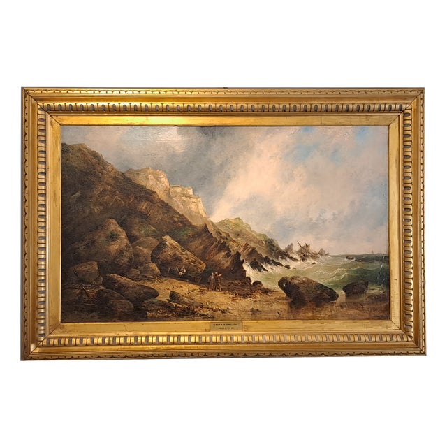 John Syer, Shipwreck on the Cornwall Coast, Oil on Canvas For Sale