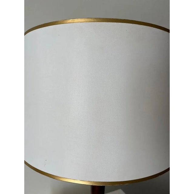 Brown 20th Century Art Deco Brass and Wood Table Lamp, France, 1960s For Sale - Image 8 of 9