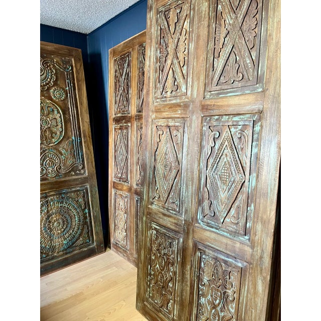 Farmhouse Vintage Hand Carved Door Boho Farmhouse Barndoor 84x36 For Sale - Image 3 of 7