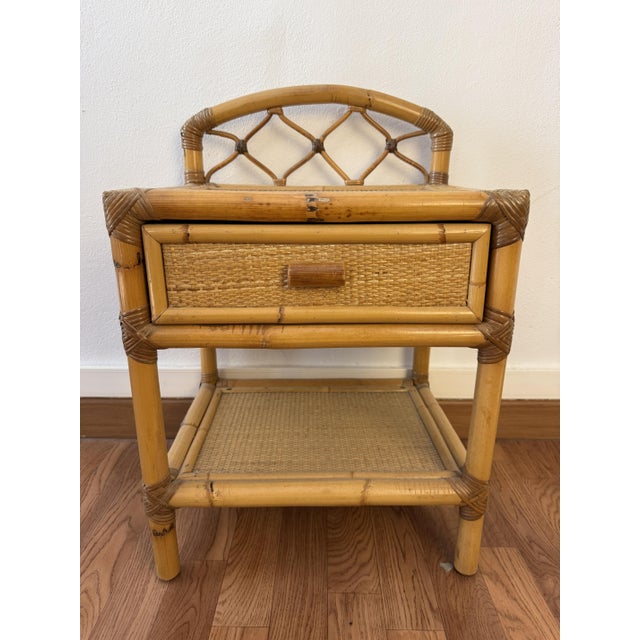 Wood French Rattan Bedside Tables, 1960s, Set of 2 For Sale - Image 7 of 10