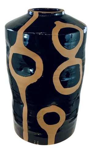 Modern Fine Chinese Black Glaze Terracotta Vase