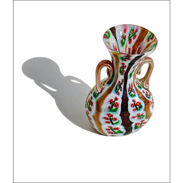 Vittorio Zuffi for Fratelli Toso Murano Flower Cane Murrine Cabinet Vase For Sale - Image 10 of 10