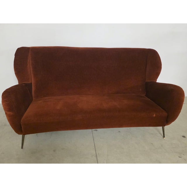 Vintage Italian Velvet Sofa, 1950s For Sale - Image 10 of 11