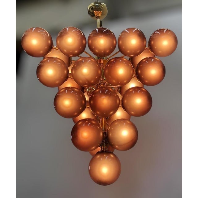 Not Yet Made - Made To Order 21st Century Italian Grappolo Polished Brass Frosted Amethyst Murano Glass Chandelier by Fabio LTD For Sale - Image 5 of 8