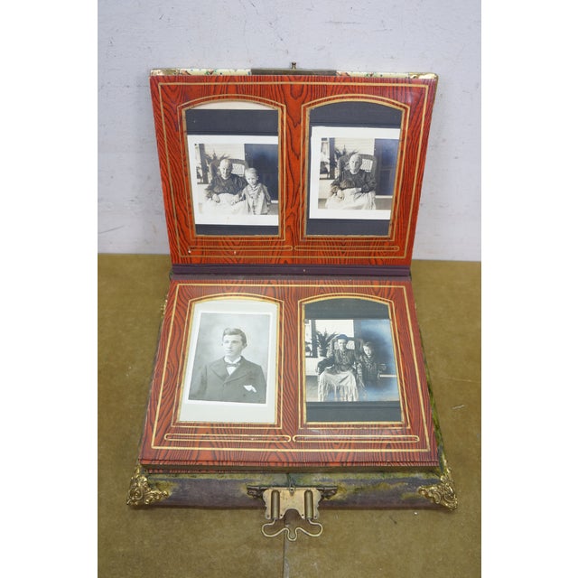 Antique Victorian Nautical Maritime Uss Maine Ship Photo Album Music Box 13" For Sale - Image 12 of 18