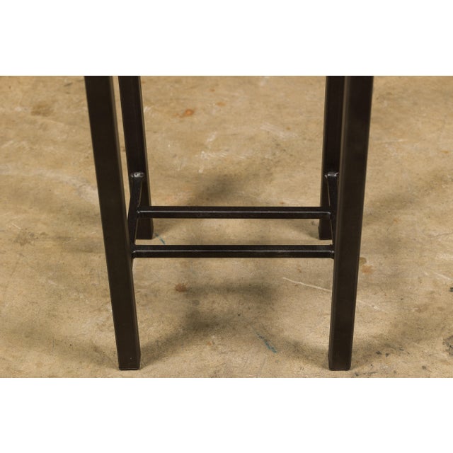 Louis Vuitton Leather Top Small Side Table with Custom Metal Base and Stretchers For Sale - Image 12 of 12