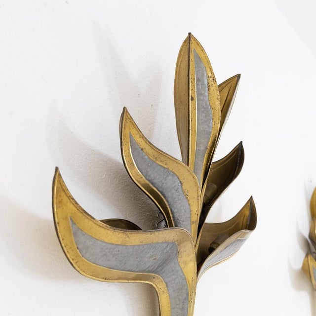 Gold Wall Lamps by Henri Fernandez for Maison Honoré, Set of 2 For Sale - Image 8 of 9