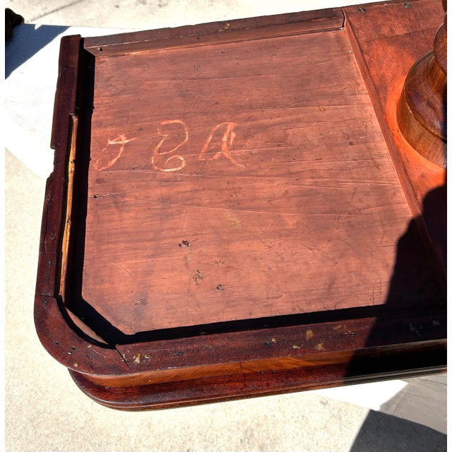 Antique Flame Mahogany, Regency-Style, Flip-Top, Rotating, Game Table, W/Hidden Drawer, Carved Pedestal, Brass Claws and Casters. C1810 to 1820 For Sale - Image 12 of 12