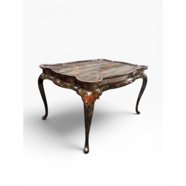 1990s Maitland-Smith Hand-Painted Chinoiserie Coffee Table With Scalloped Top For Sale - Image 5 of 16