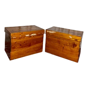 Pair Antique Japanese Tea Shipping Crates Storage Boxes