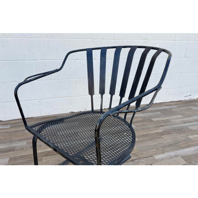 Pair of Vintage Mid-Century Modern Wrought Iron Patio Bouncer Lounge Chairs | Russell Woodard Style For Sale - Image 9 of 18