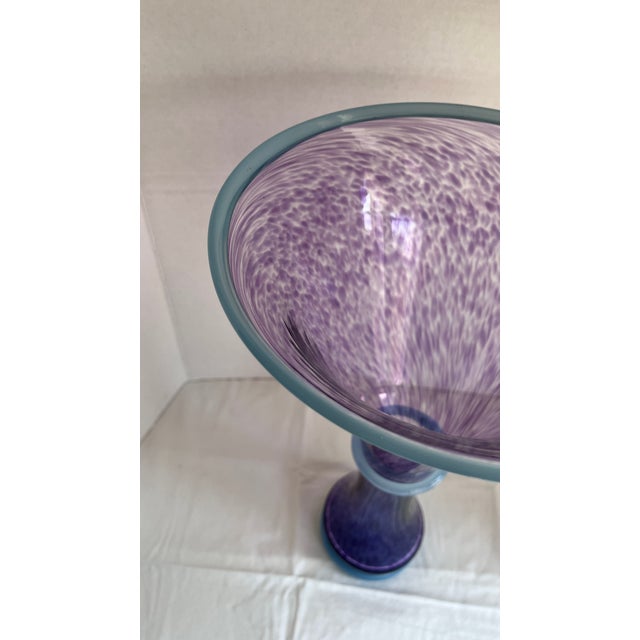 1980s Signed & Numbered Young & Constantin Studio Art Glass Trumpet Vase 1992 For Sale - Image 5 of 16