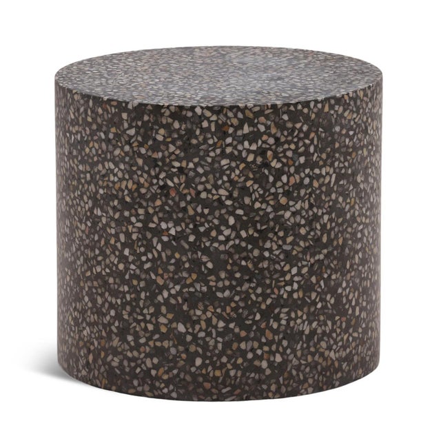 Contemporary Outdoor Slate Gray Terrazzo Round Side Table For Sale - Image 3 of 3