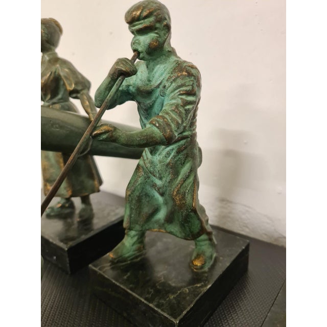 Bronze Figures Depicting Glass Process, 1980s, Set of 4 For Sale - Image 12 of 15
