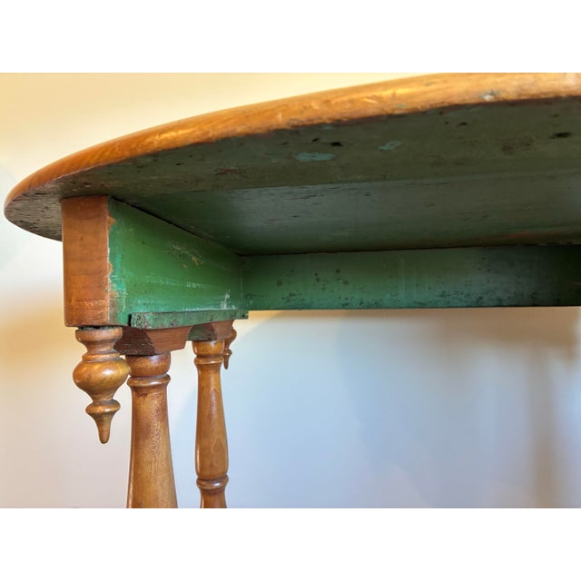 Late 19th Century Grover B. Horton Country Pine Oval Side Table With Turned Spindle Legs & Drop Finials For Sale - Image 11 of 12