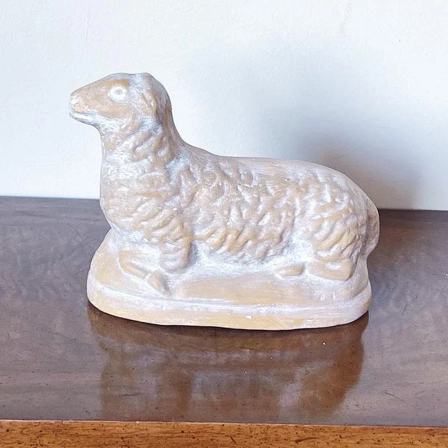 Vintage Cast Lamb / Sheep Paper-Weight or Door-Stop in Terra-Cotta / Plaster Measures approx: 6.5H x 8L x 4D Please visit...