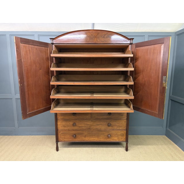 Georgian Inlaid Mahogany Linen Press, 1824 For Sale - Image 10 of 18