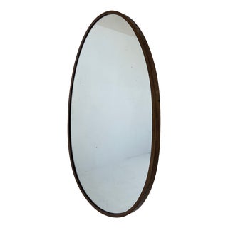 Oval Mirror with Brass Frame, 1970s For Sale